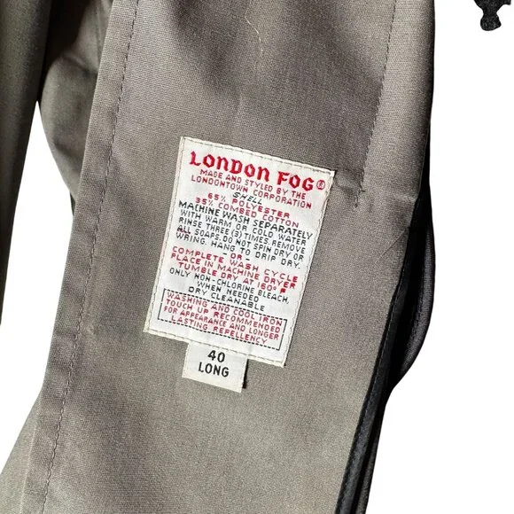 Vintage London Fog Maincoats Men's Trench Coat Gray with Lining Size 40 Long - Picture 5 of 10
